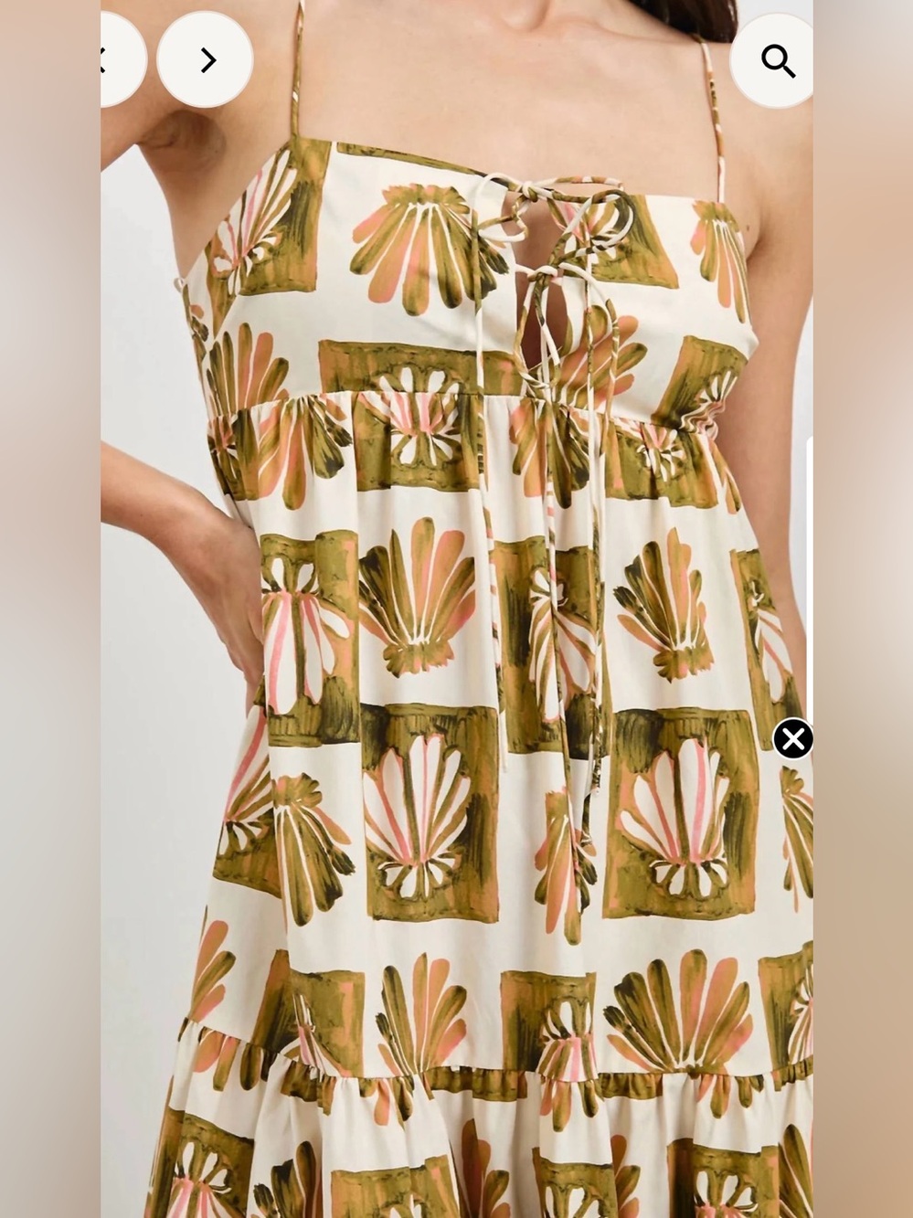 NWOT Rails Mica Boho Tiered Maxi Dress in Olive & Cream XS - Picture 4 of 6
